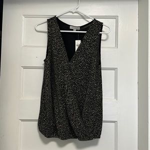 Sleeveless wrap black and gold sparkle top - NWT from Anthropologie